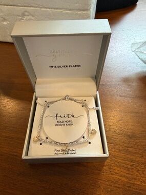 Kohl's Silver-Tone Adjustable 'Faith' Bracelet with Heart Charms